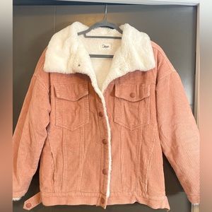 Pink Cotton Faux Shearling Jacket